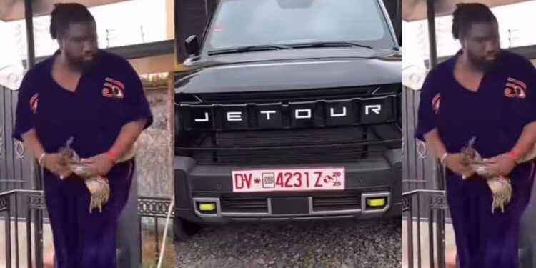 Bishop Ajagurajah happily flaunts car gift from a church member