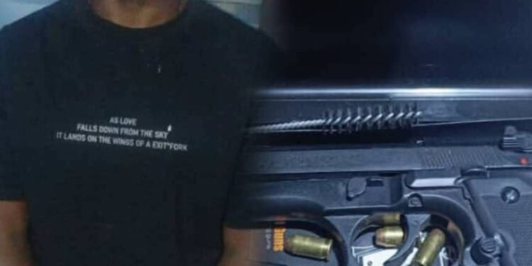 SUSPECT ARRESTED WITH PISTOL AND AMMUNITION AT POLICE BARRIER NEAR OBUASI