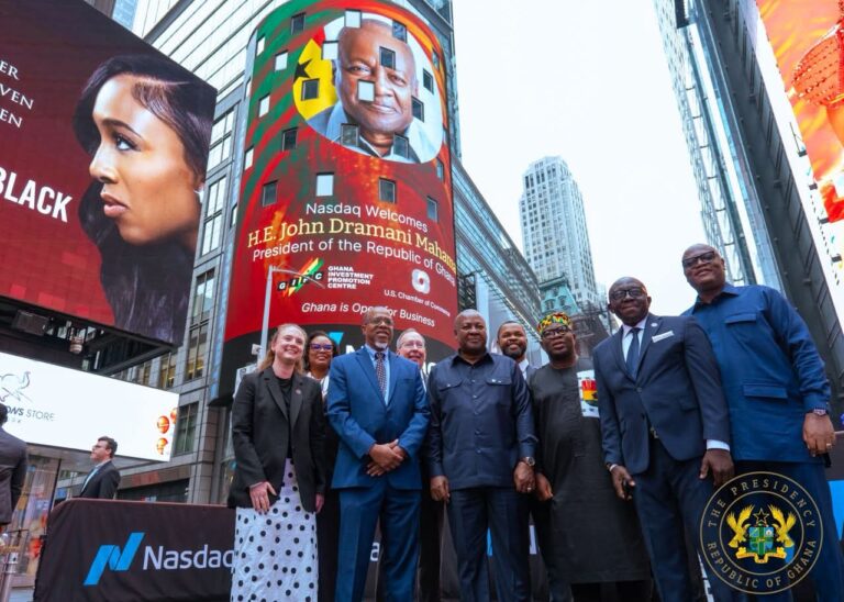 Mahama rings NASDAQ bell, reaffirms Ghana’s “open for business” investment drive