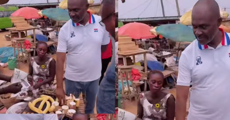 Kennedy Agyapong Shows Humble Side as He Buys GHC10 Roasted Plantain in Kete Krachi.
